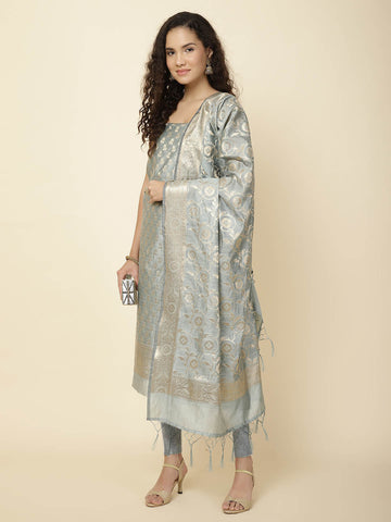 Woven Chanderi Unstitched Suit With Dupatta