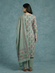 Printed Cotton Blend Kurta With Pant & Dupatta