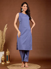 Plain Cotton Blend Shirt With Pant