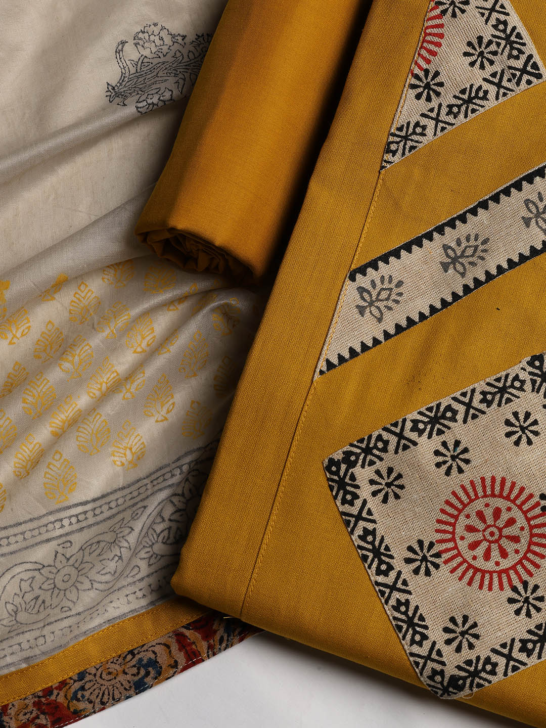 Neck Embroidered Cotton Blend Unstitched Suit With Dupatta
