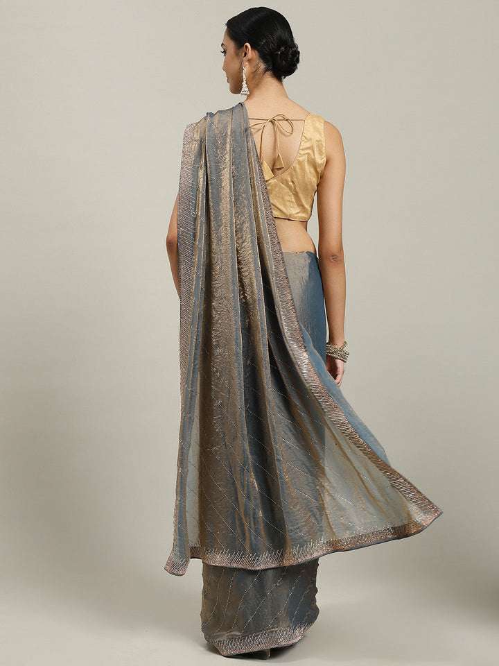 Stone Work Embellished Tissue Saree