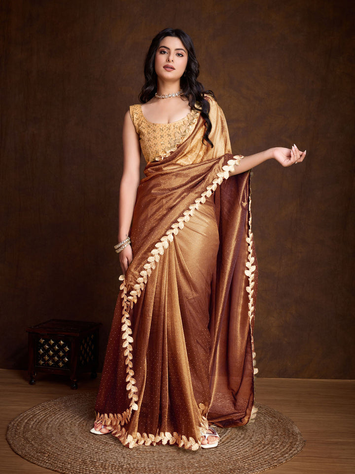Stone Embroidery Tissue Saree