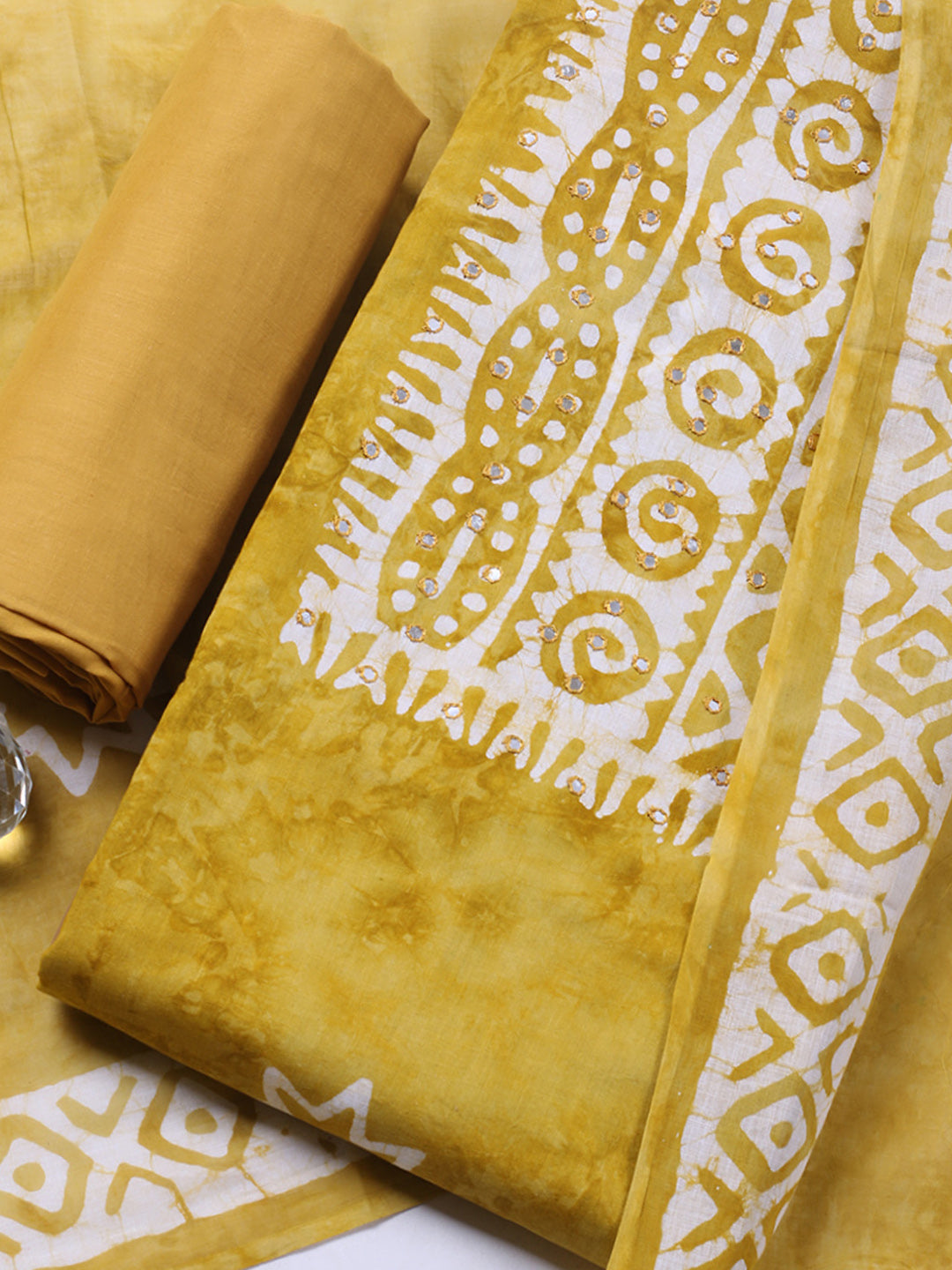 Embroidered Cotton Blend Unstitched Suit With Pant &amp; Dupatta