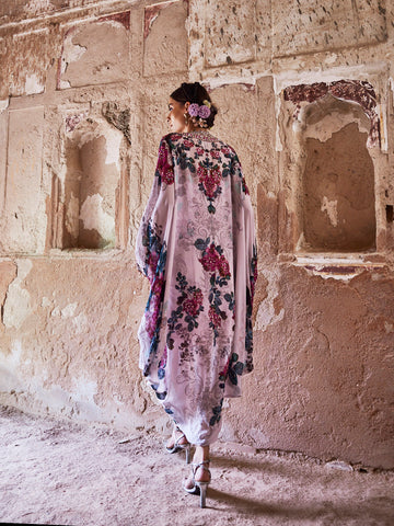 Digital Floral Printed Crepe Kaftan Dress