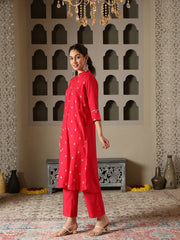 Zari Embroidery Cotton Blend Kurta With Pants