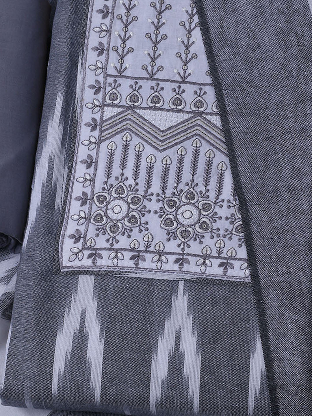 Printed Cotton Blend Unstitched Suit With Dupatta