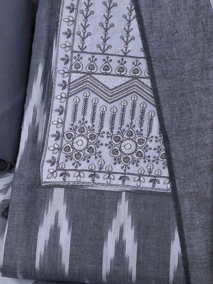 Printed Cotton Blend Unstitched Suit With Dupatta