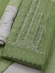 Neck Embroidered Cotton Blend Unstitched Suit With Dupatta