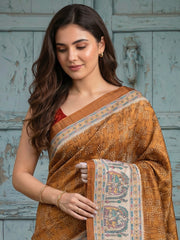 Printed Tussar Silk Saree