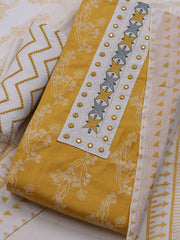 Printed Cotton Blend Unstitched Suit With Dupatta