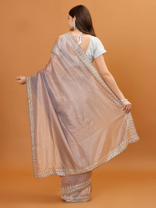 Sequence Embroidery Tissue Saree