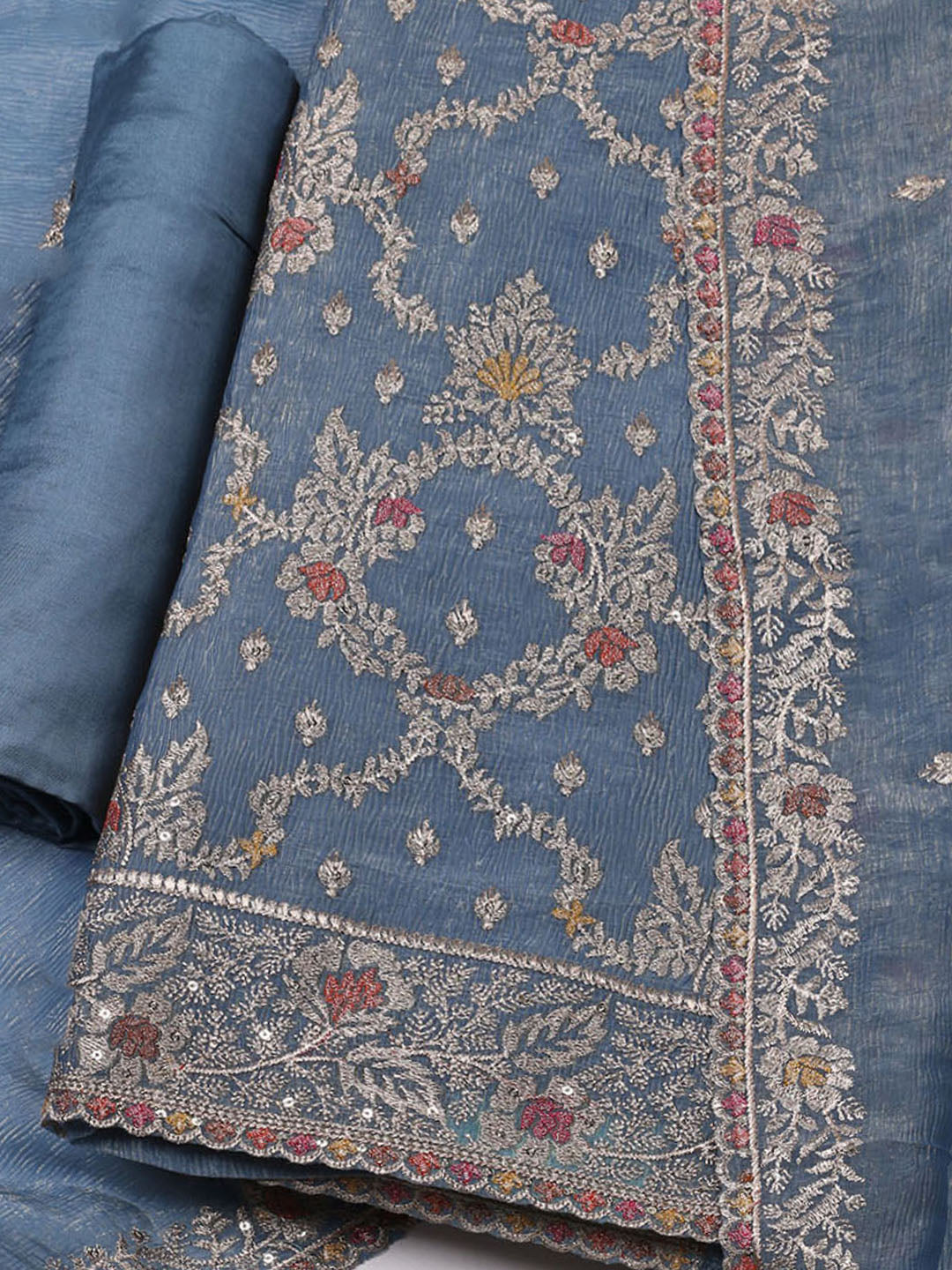 Woven Design Tissue Unstitched Suit With Dupatta