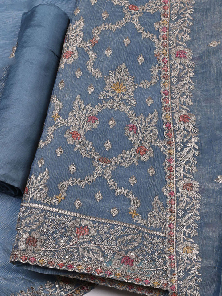 Woven Design Tissue Unstitched Suit With Dupatta