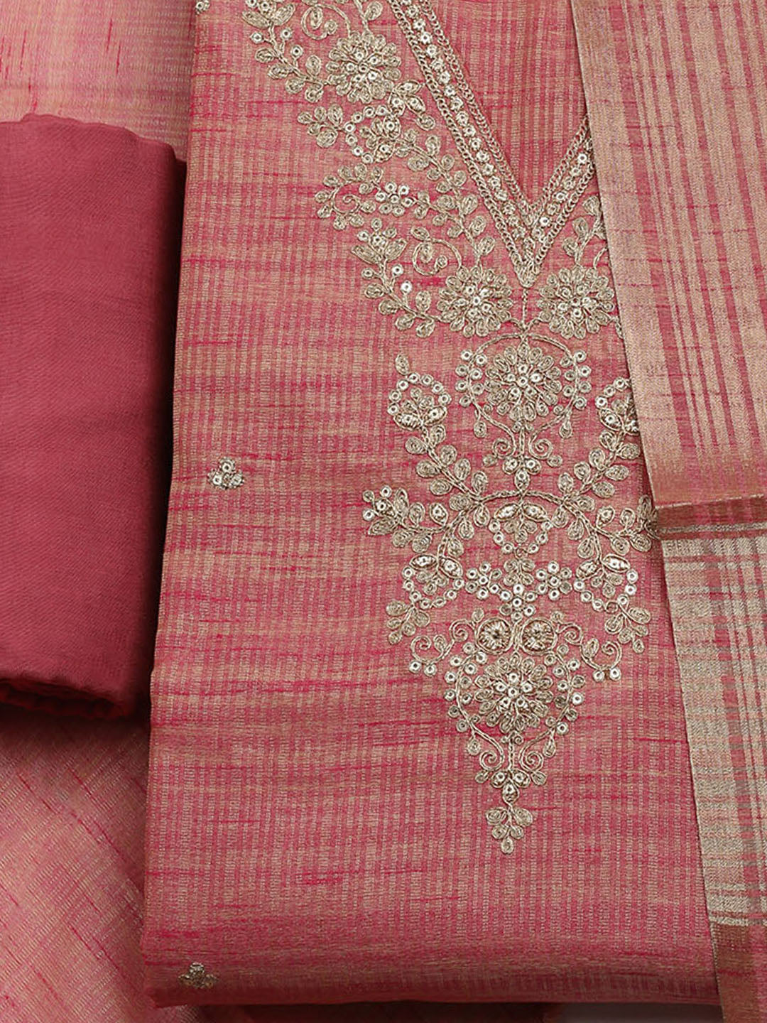 Embroidered Organza Unstitched Suit With Dupatta