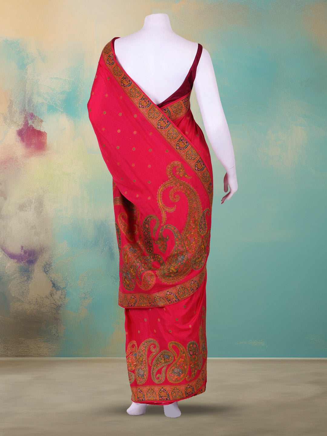 Printed Dola Silk Rani Saree