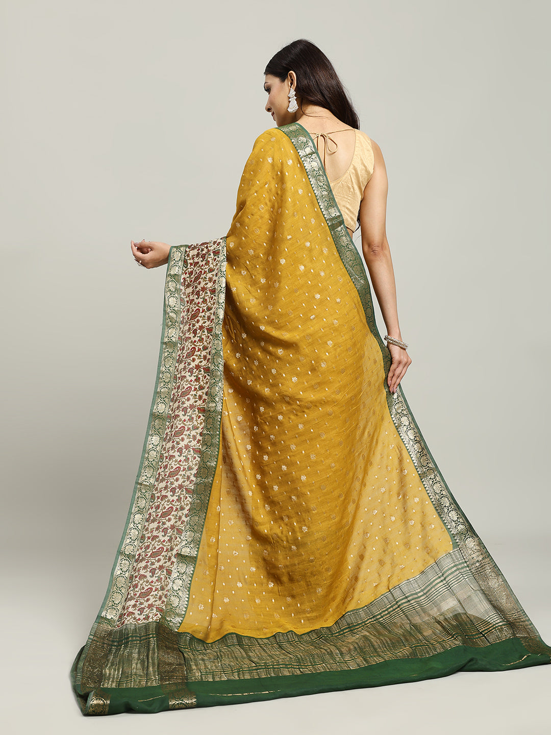 Digital Printed Cotton Blend Woven Saree
