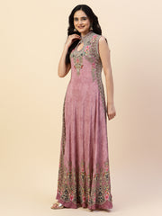 Digital Printed Crepe Gown