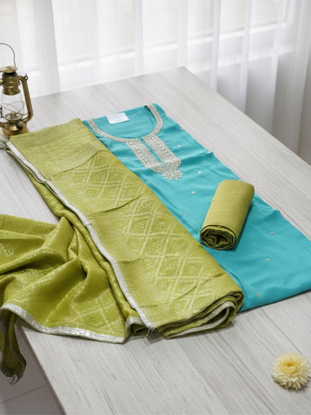 Embroidered Cotton Unstitched Suit With Pant