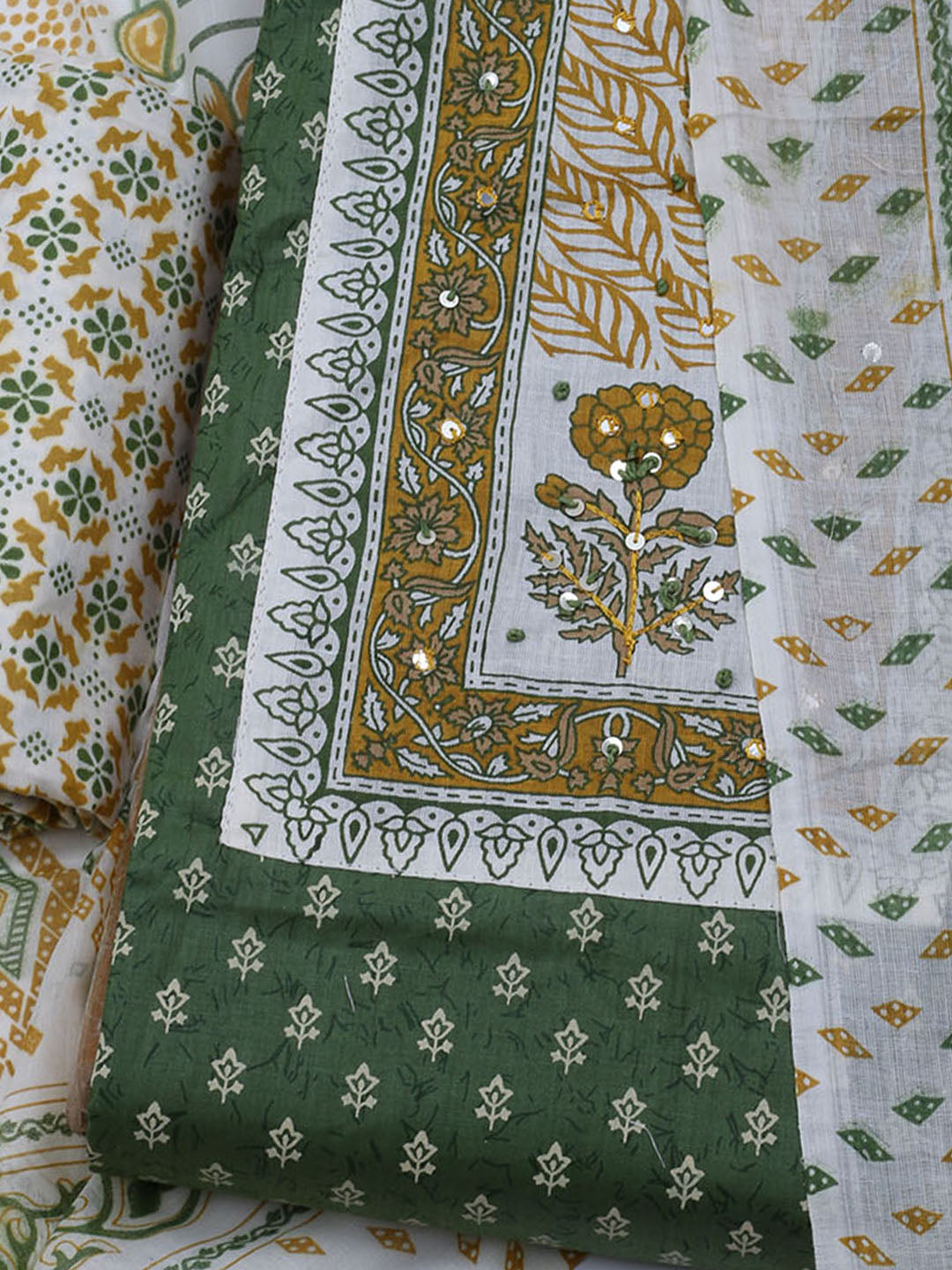 Neck Embroidered Cotton Blend Unstitched Suit With Dupatta