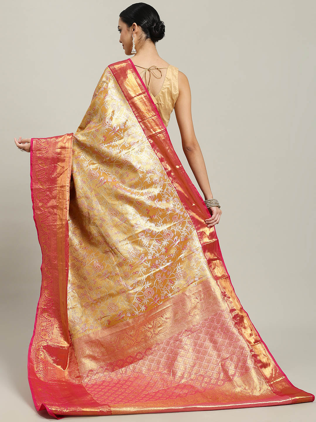Woven Brodcade Zari Jaal Art Silk Saree