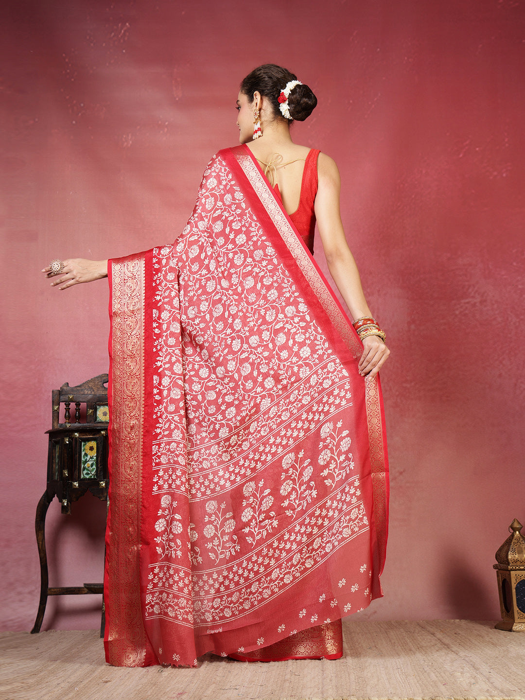 Floral Printed Art Silk Saree