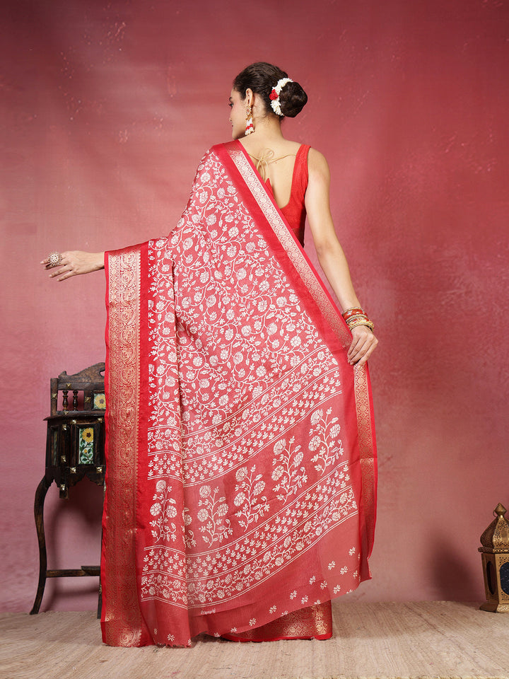 Floral Printed Art Silk Saree