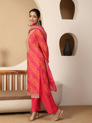 Neck Embroidered Organza Unstitched Suit Piece With Organza Dupatta