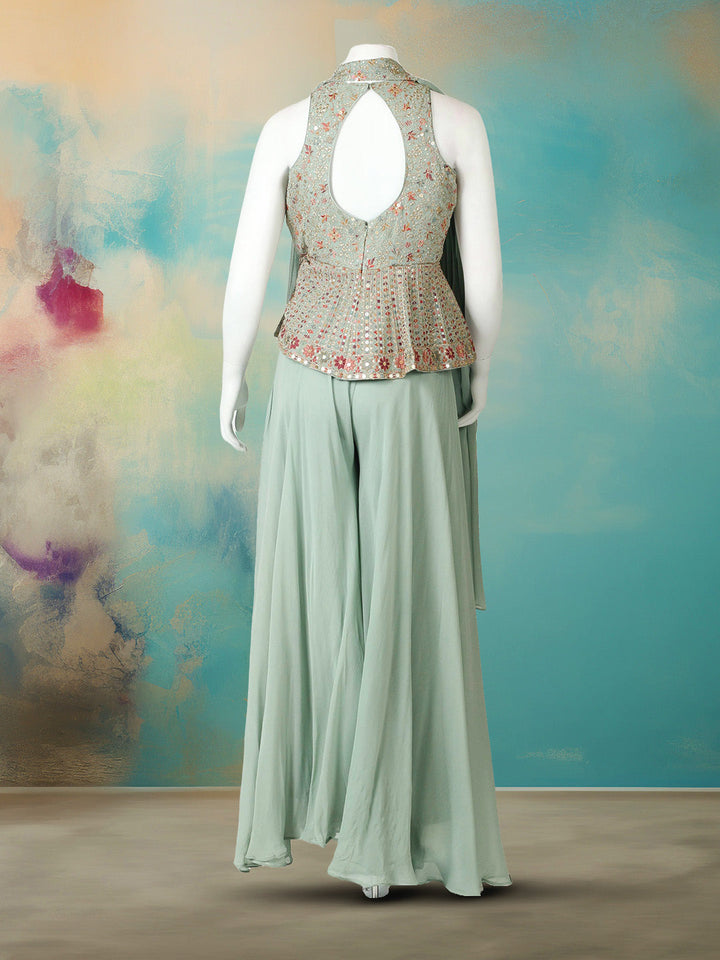 Embroidered Georgette Kurta With Pant &amp; Dupatta