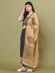 Printed Cotton Blend Unstitched Suit Piece With Dupatta