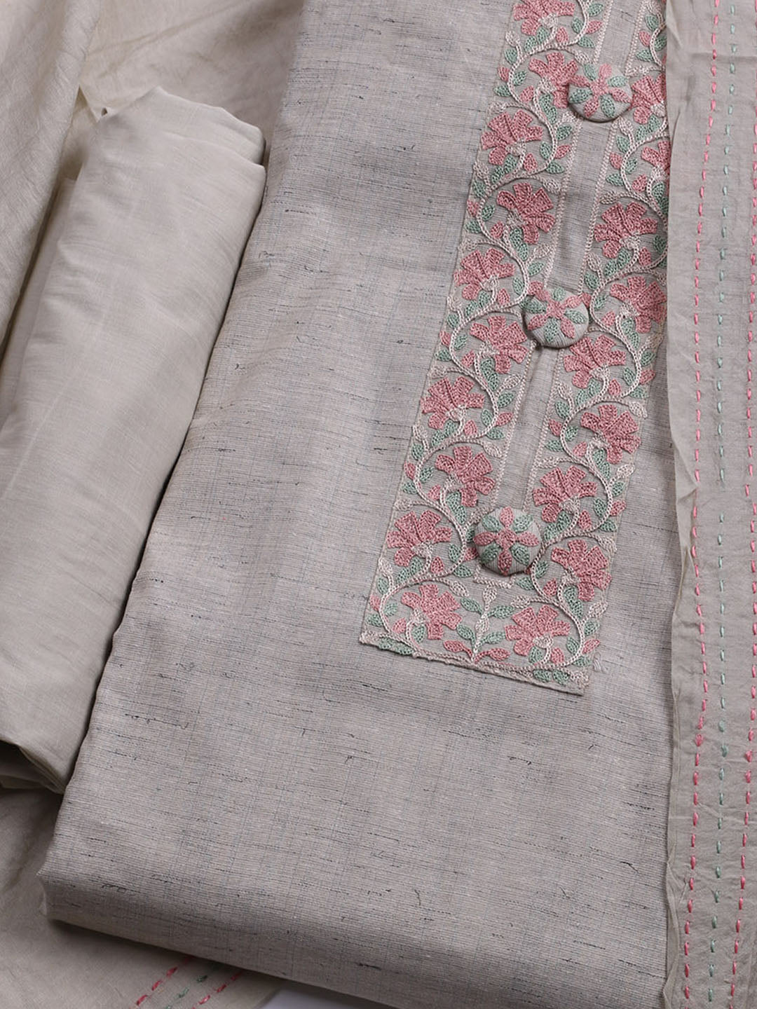Embroidered Cotton Unstitched Suit With Dupatta