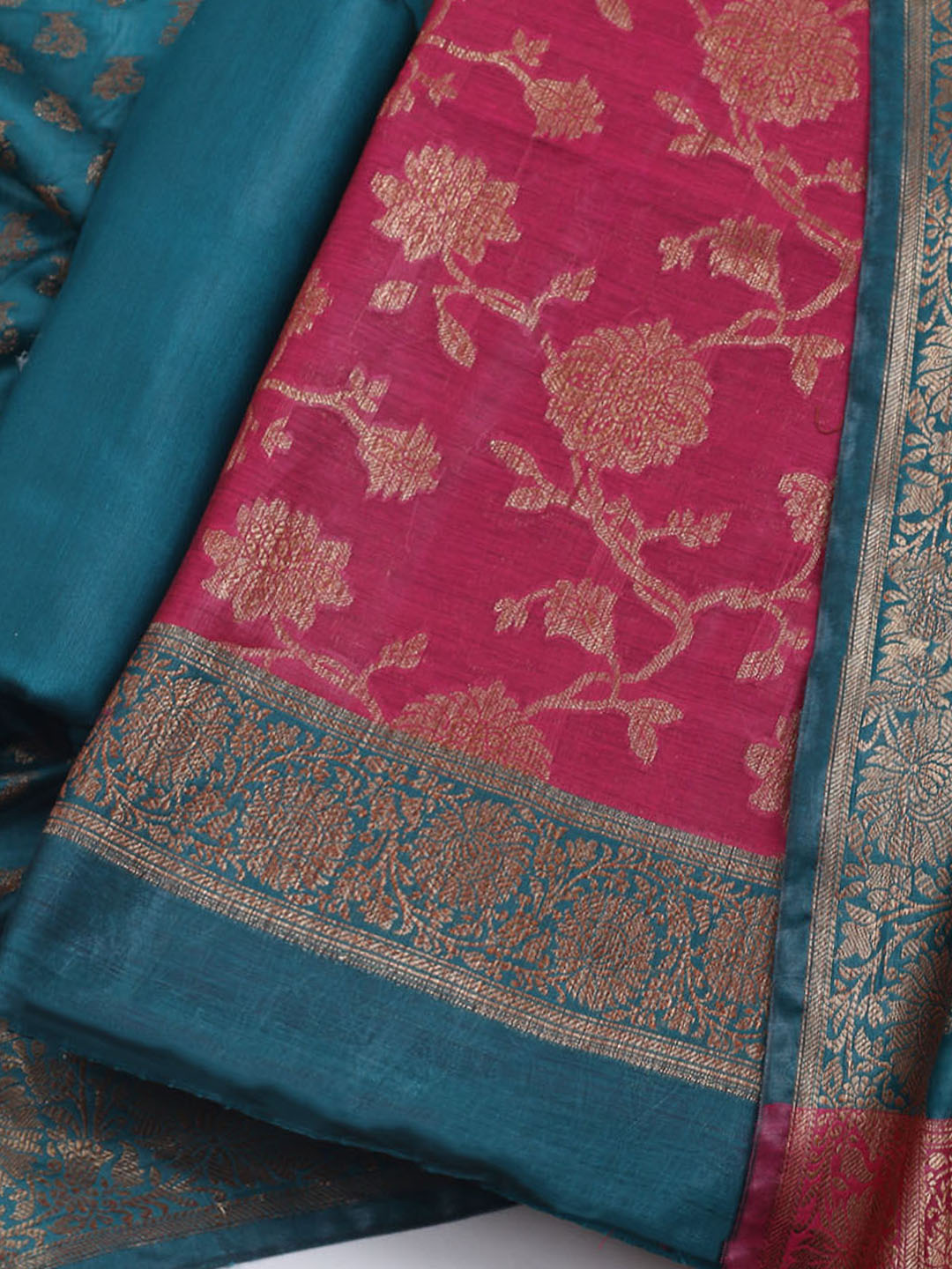Woven Chanderi Unstitched Suit With Dupatta