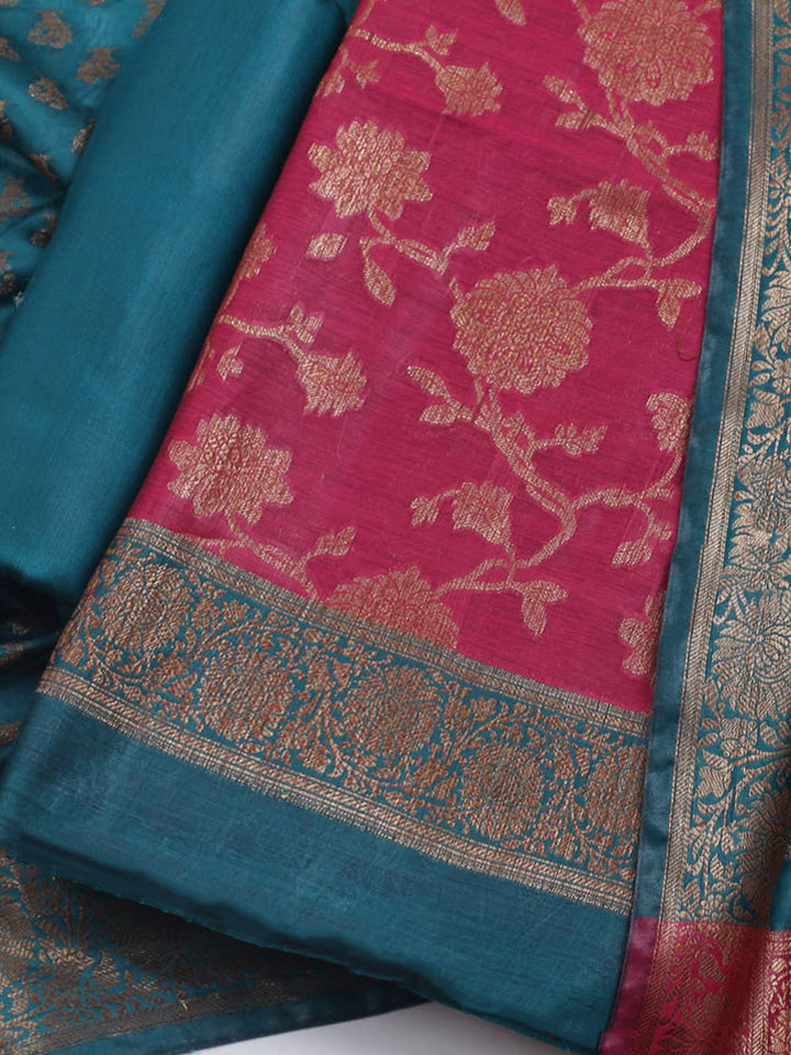 Woven Chanderi Unstitched Suit With Dupatta