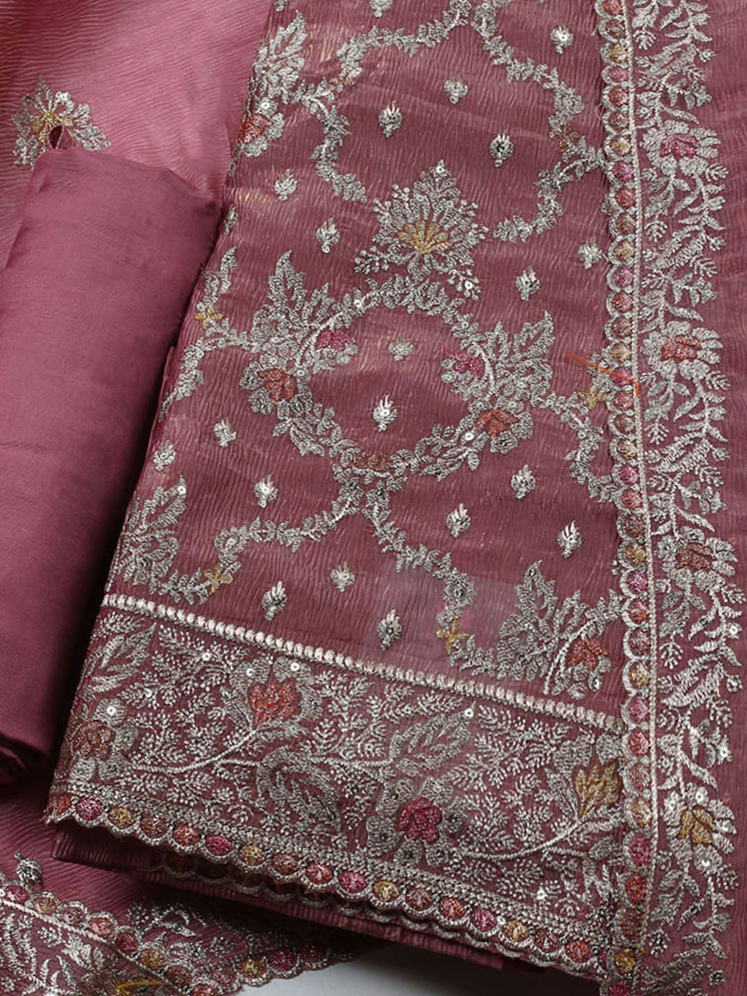 Woven Design Tissue Unstitched Suit With Dupatta