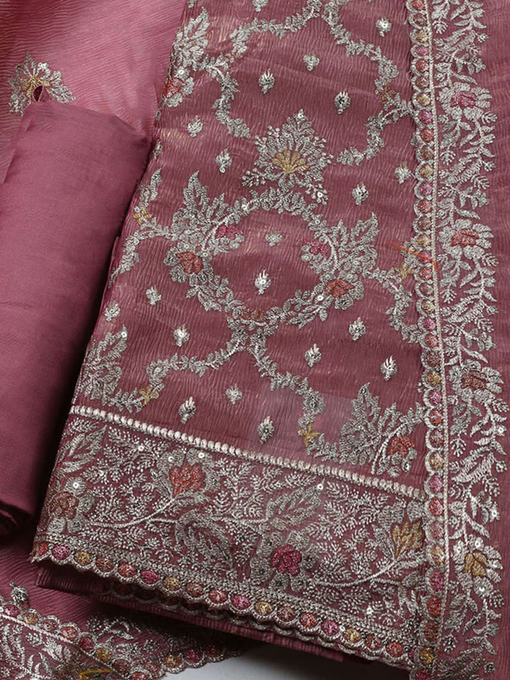 Woven Design Tissue Unstitched Suit With Dupatta