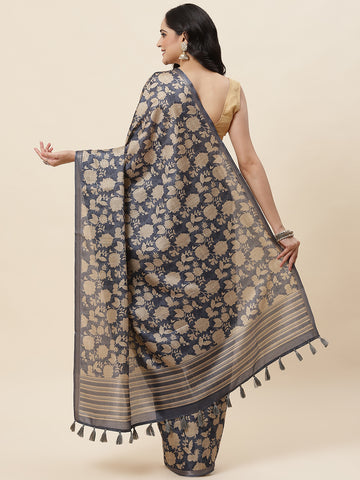 Digital Floral Printed Tussar Saree