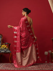 Woven Design Art Silk Onion Pink Saree