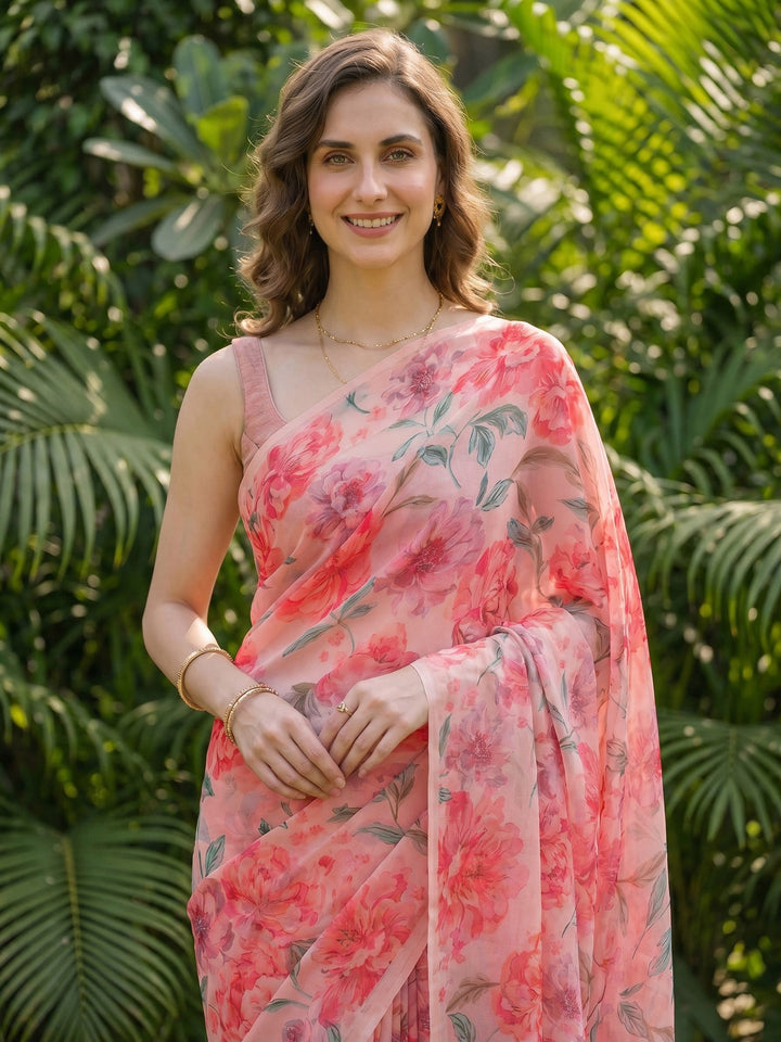 Digital Print Chiffon Saree