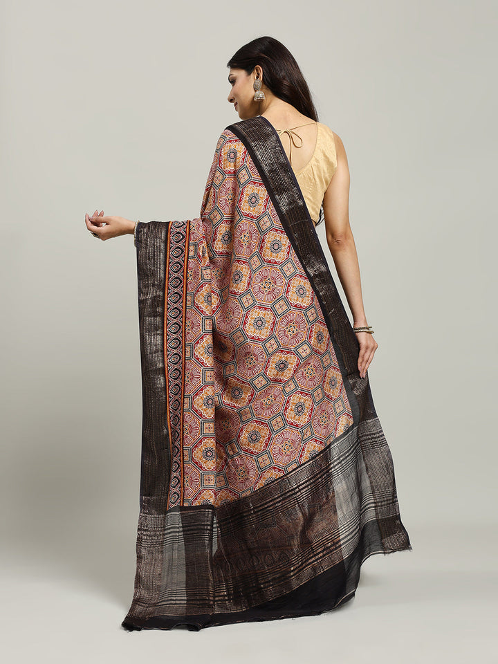Digital Printed Cotton Blend Woven Saree