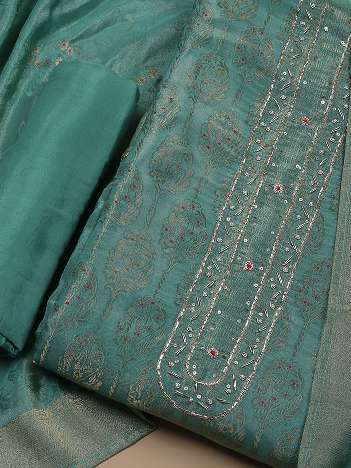 Kanjeevaram Chanderi Unstitched Suit With Dupatta