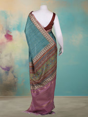 Printed Art Silk Aqua Green Saree