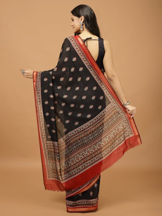 Floral Printed Cotton Saree