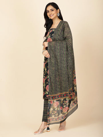 Neck Embroidered Printed Cotton Unstitched Suit Dupatta