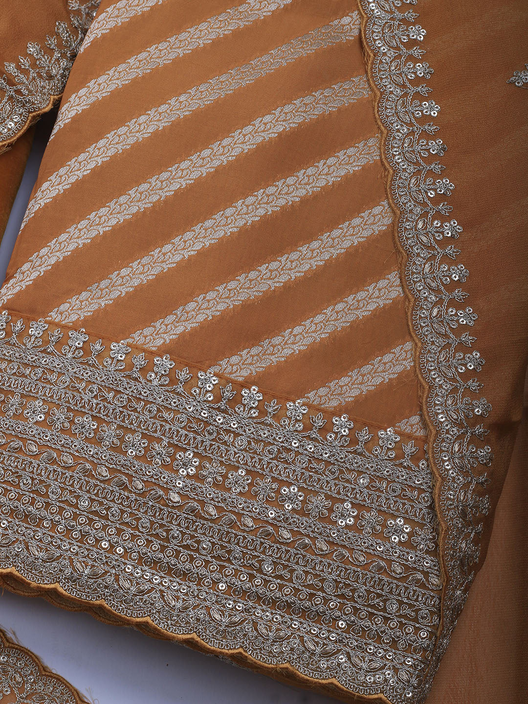 Zari Jaal Art Silk Unstitched Suit Piece With Dupatta