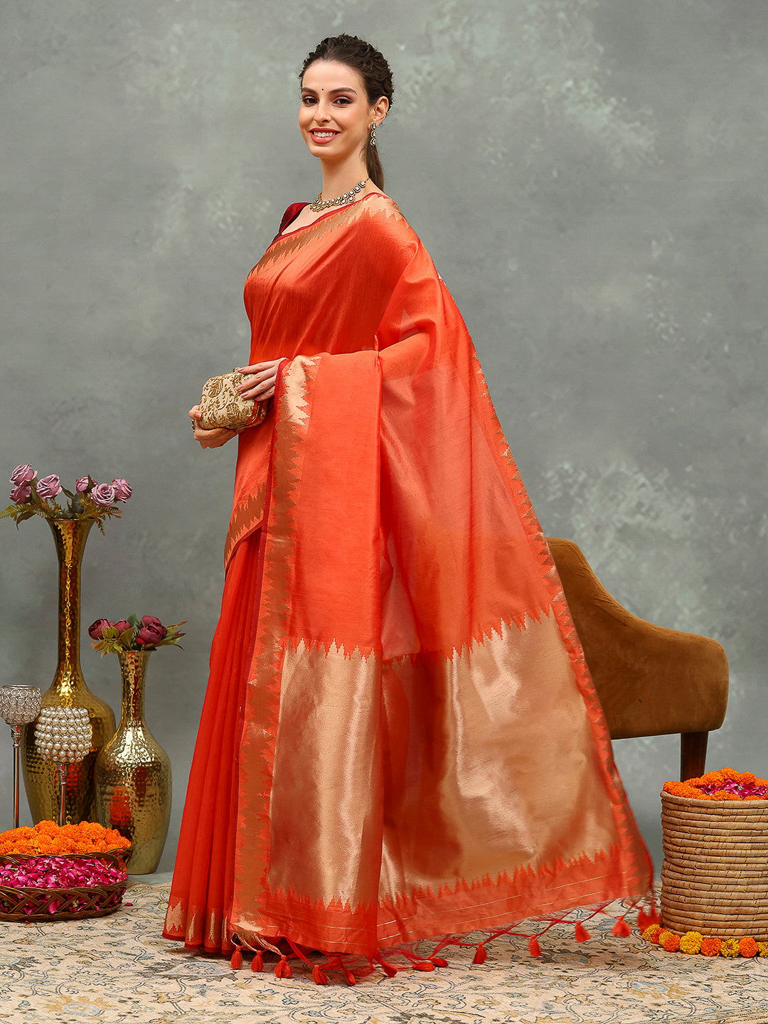 Embroidered Cotton Blend Saree