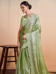 Sequence Embroidery Organza Saree