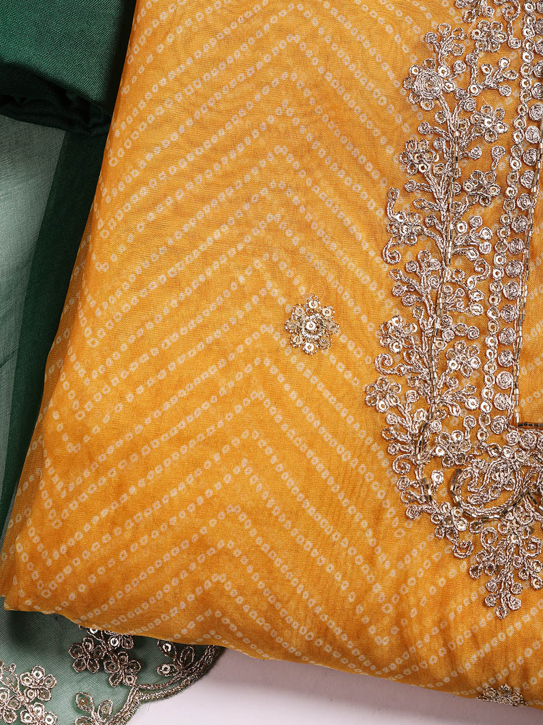Neck Embroidered Organza Unstitched Suit With Dupatta