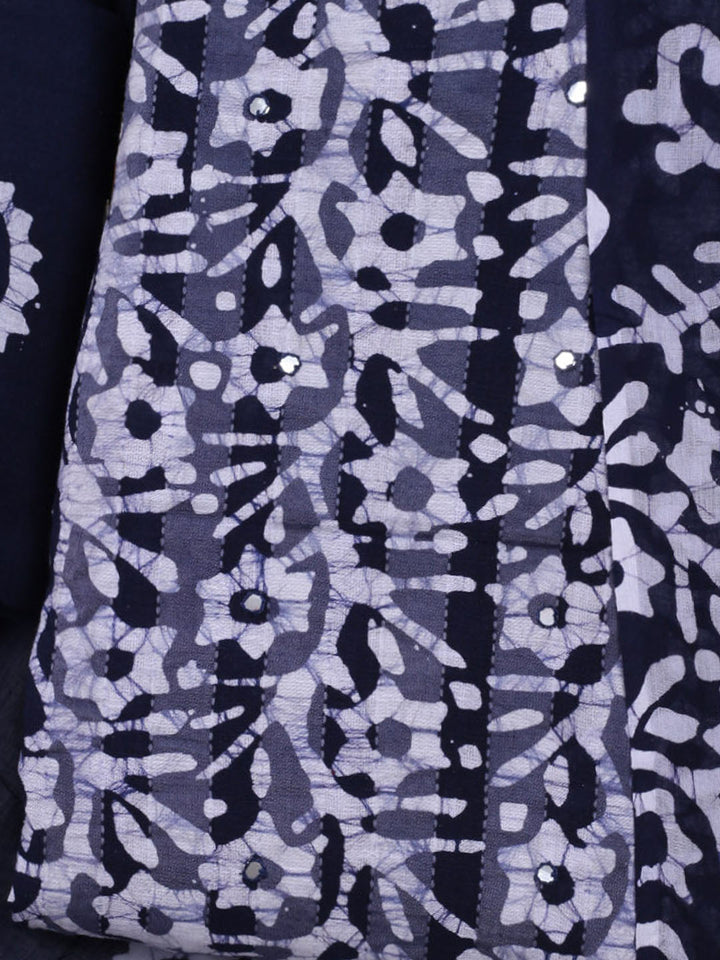 Printed Cotton Blend Unstitched Suit With Dupatta