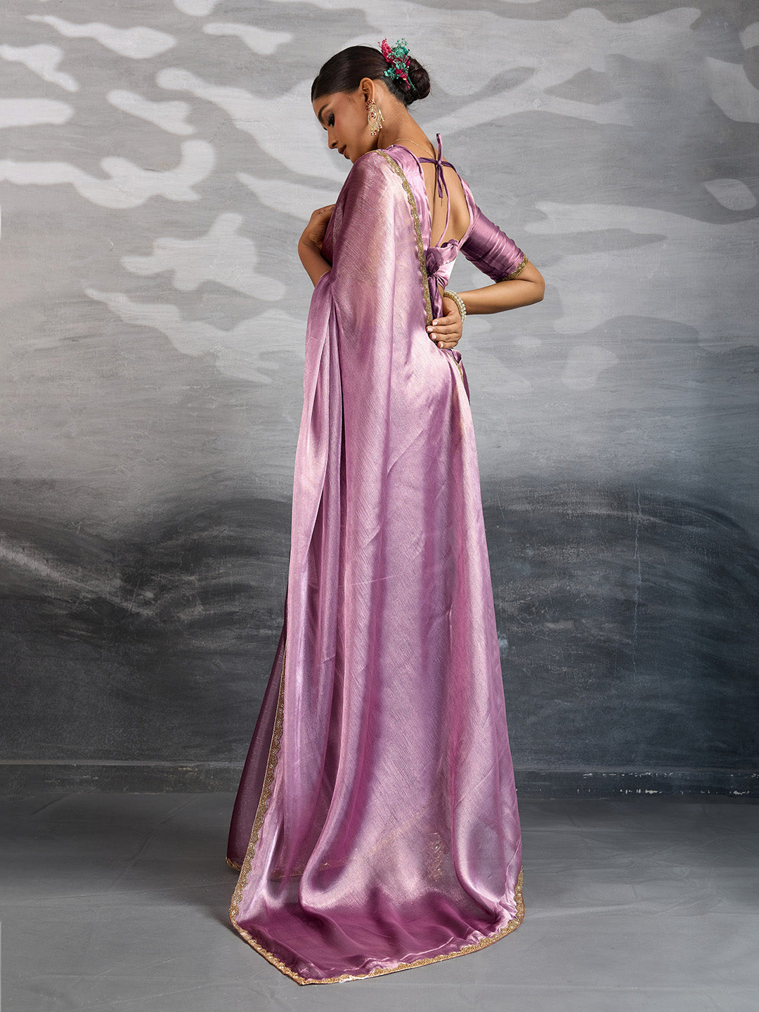 Plain Art slik Saree