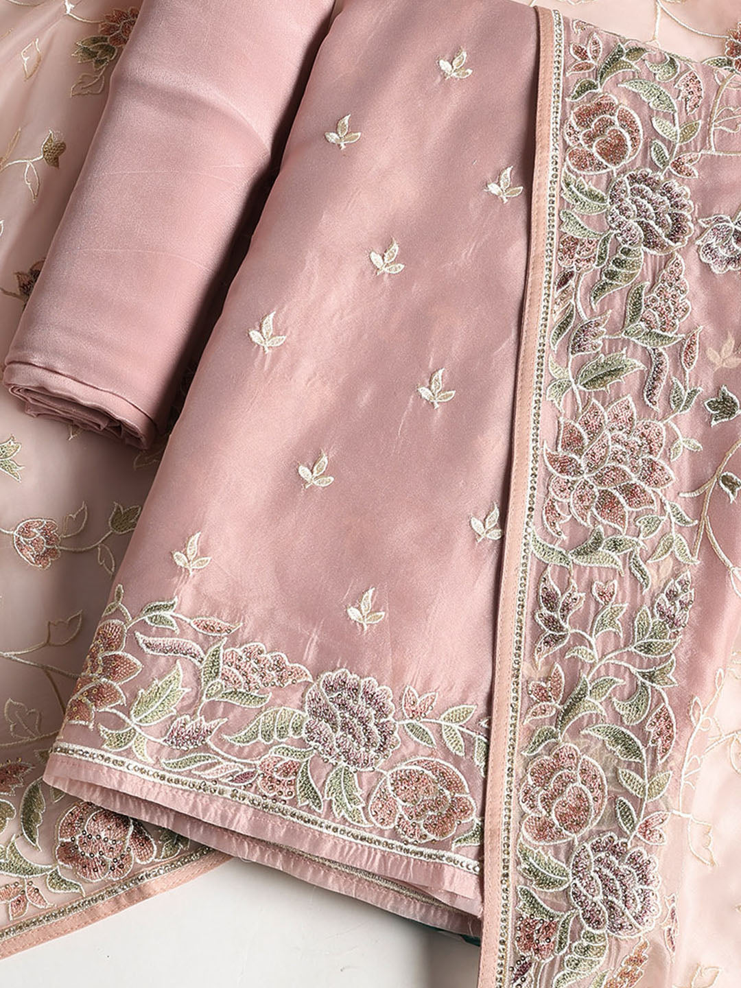 Resham Jaal Organza Unstitched Suit With Dupatta