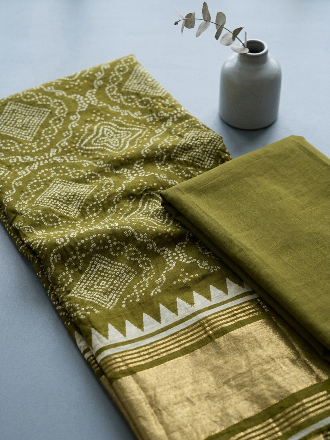Embroidered Art Silk Unstitched Suit With Pant &amp; Dupatta